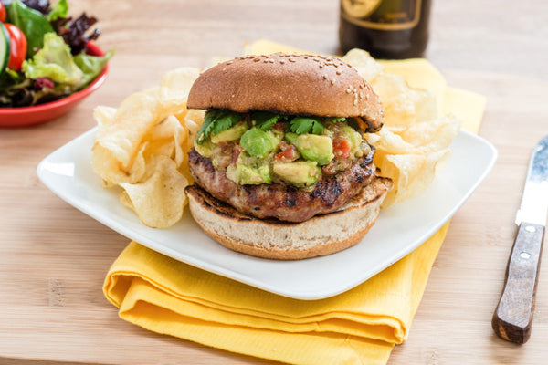 Spicy Turkey Burgers with Avocado and Shallot Relish