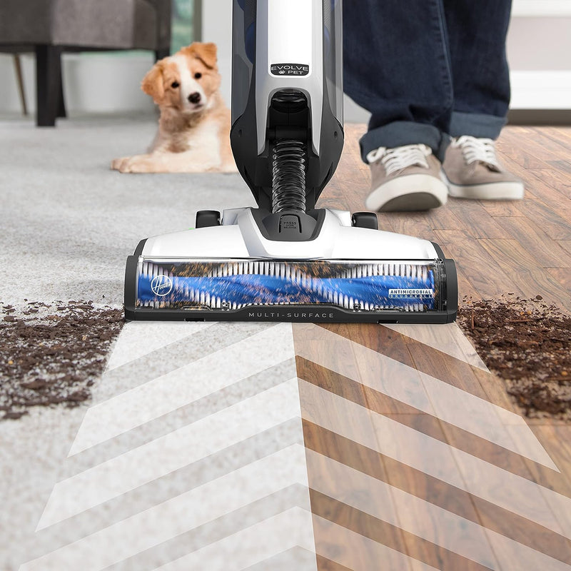 Hoover ONEPWR Evolve Pet Cordless Small Upright Vacuum Cleaner, Lightweight Stick Vac, for Carpet and Hard Floor, BH53420V, White (Open Box- "Good As New" Blemished Packaging)
