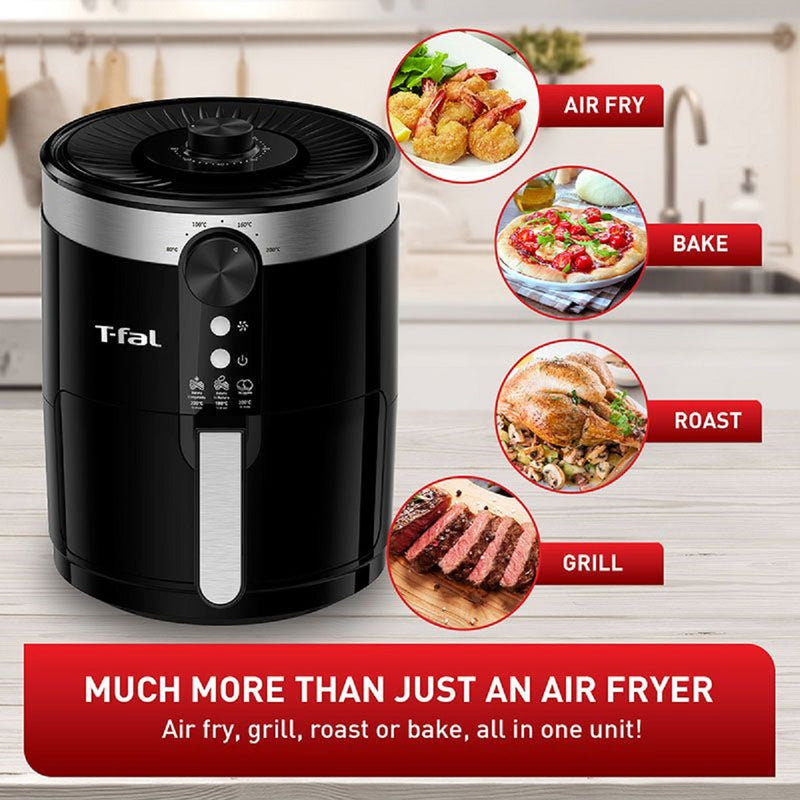 T-Fal Air Fryer, Friteuse, Easy Fry, Low Fat, Nonstick Basket, 3.69Qt/3.5L, Black (Refurbished) with French Fry Cutter