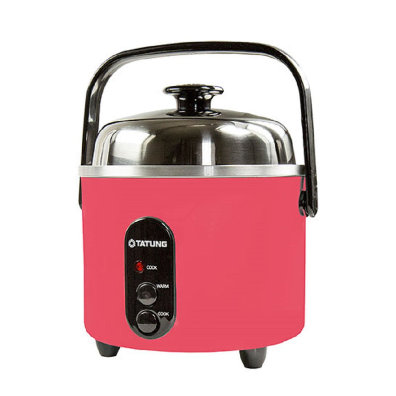 TATUNG Indirect Multi-Functional Mini Rice Cooker, Steamer and Warmer, Peach Red, 3-Cup uncooked