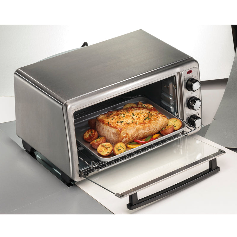 Hamilton Beach 31412C Stainless Steel 6-Slice Countertop Toaster Oven with Bake Pan