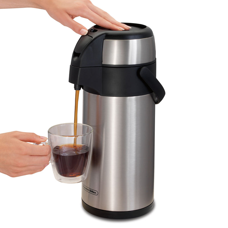 Proctor Silex 40411 Stainless Steel Airpot Hot Coffee Beverage Dispenser with Pump