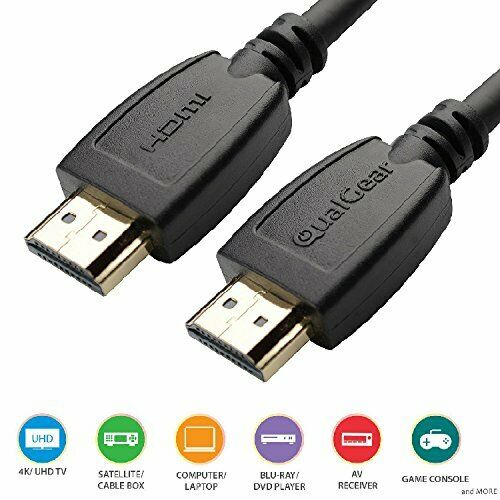 Qualgear 12 Ft NAAV-QG-CBL-HD20-12FT-10PK High Speed HDMI 2.0 cable with 24k Gold Plated Contacts, Supports 4k Ultra HD, 3D, Upto 18Gbps, Ethernet (Pack of 10)