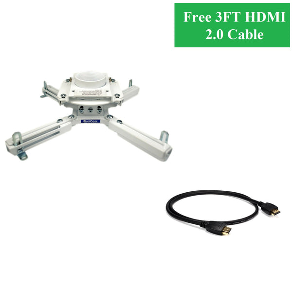 QualGear® QG-PRO-PM-50-W Pro-AV High Quality 1.5 Adjustable Roll Projector Mount with Free 3FT High-Speed HDMI 2.0 Cable