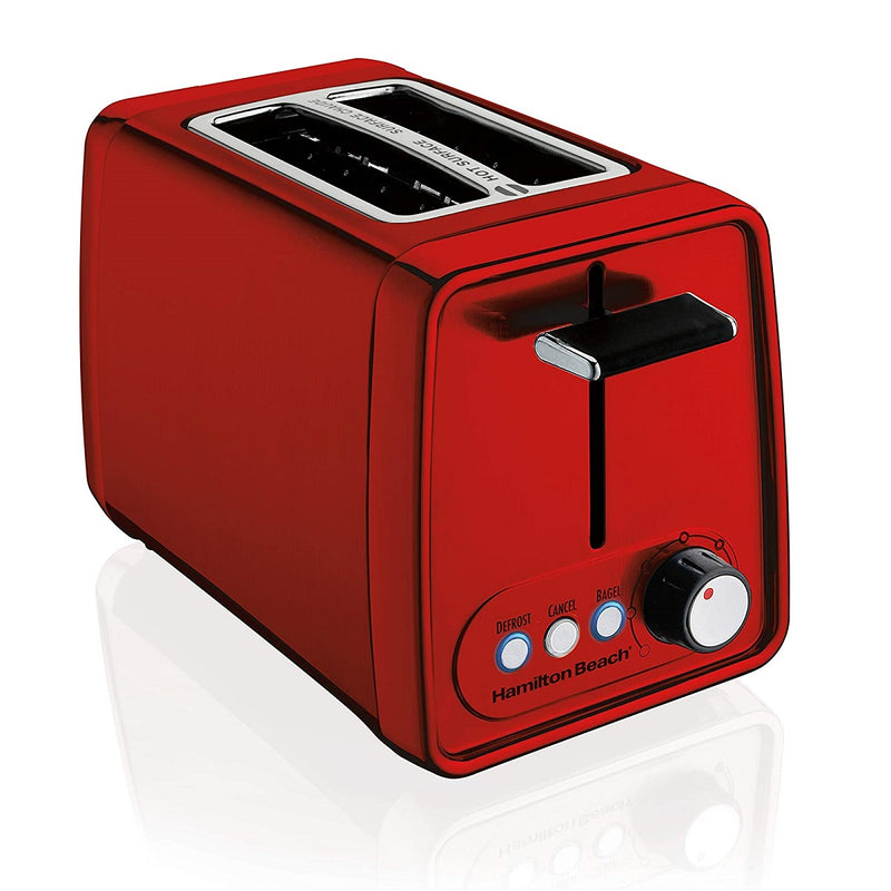 Hamilton-Beach 22793C Modern Chrome 2 Slice Toaster, Metallic Red