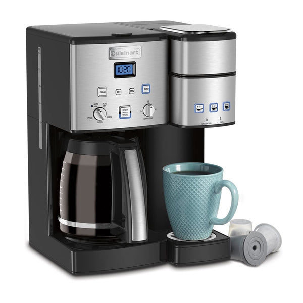 Cuisinart 12 Cup Black/Stainless Steel Permanent Filter Single Serve Coffee Maker, with Carafe Combo, B01LWS5DQB