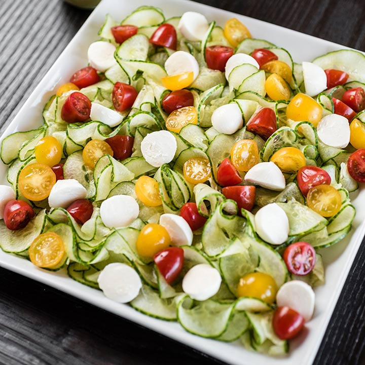 Spiralizer Cucumber Caprese Salad