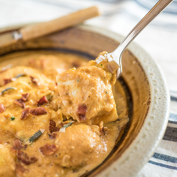 Slow Cooker Ravioli with Pumpkin Alfredo Sauce