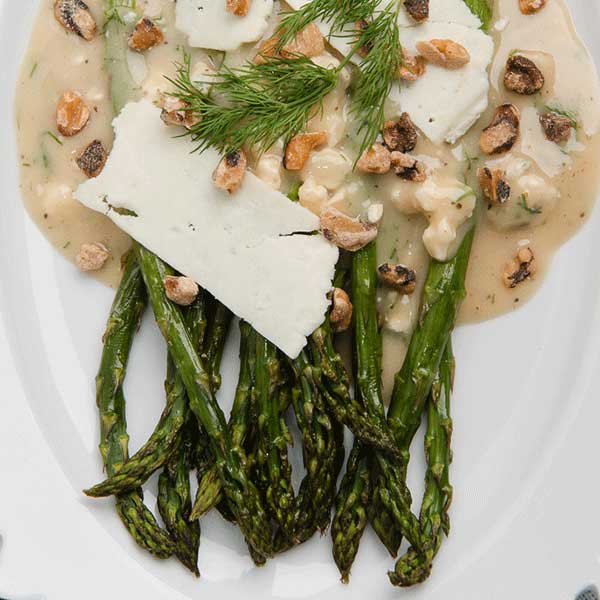 Roasted Asparagus Salad with Blue Cheese Vinaigrette