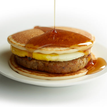 Pancakes and Sausage Breakfast Sandwich