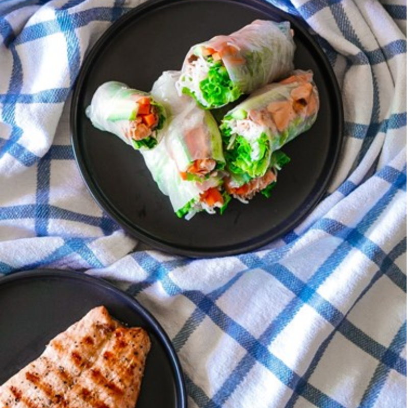 Grilled Salmon Spring Rolls