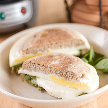 Mozzarella and Pesto Breakfast Sandwich