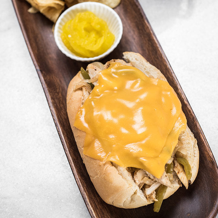 Slow Cooker Chicken Philly Cheesesteak Sandwich