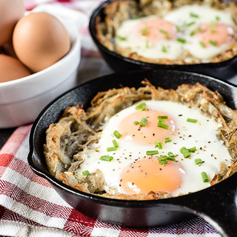 Spiralized Potato and Egg Nests