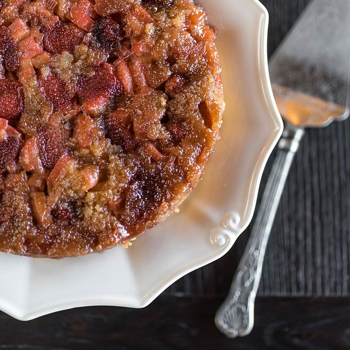 Strawberry Rhubarb Upside Down Cake