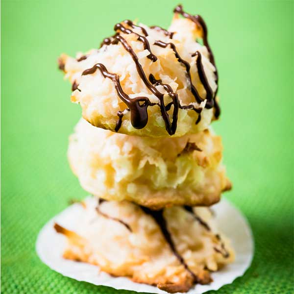 Chocolate Drizzled Coconut Macaroons