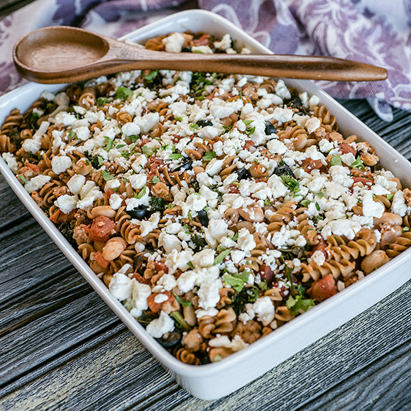 Mediterranean Ground Turkey and Whole Wheat Pasta Bake