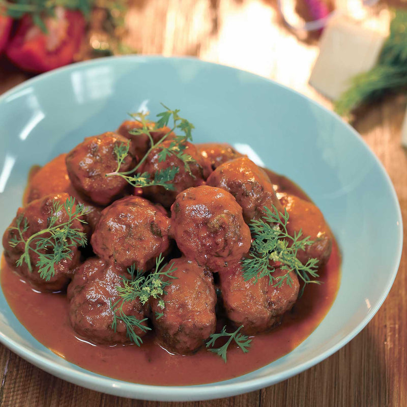 Kofta Kebab, Tamarind Tomato Sauce Lamb & Apricot Meat Balls Dunked in a Tangy Spicy Sauce