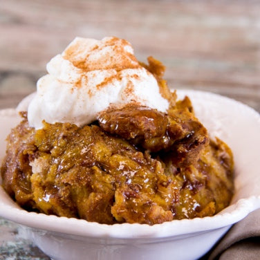 Slow Cooker Maple Glazed Pumpkin Bread Pudding