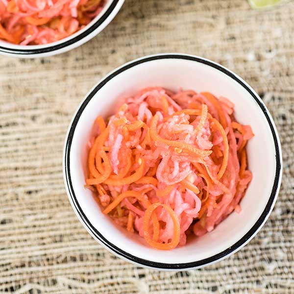 Spiralizer Pickled Radish and Carrot Salad