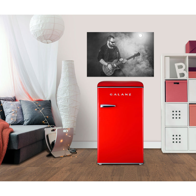 OPEN BOX- Galanz 4.4 cu. ft. Retro Mini Refrigerator Single Door Bar Fridge, Red