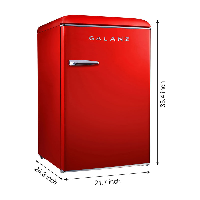 OPEN BOX- Galanz 4.4 cu. ft. Retro Mini Refrigerator Single Door Bar Fridge, Red