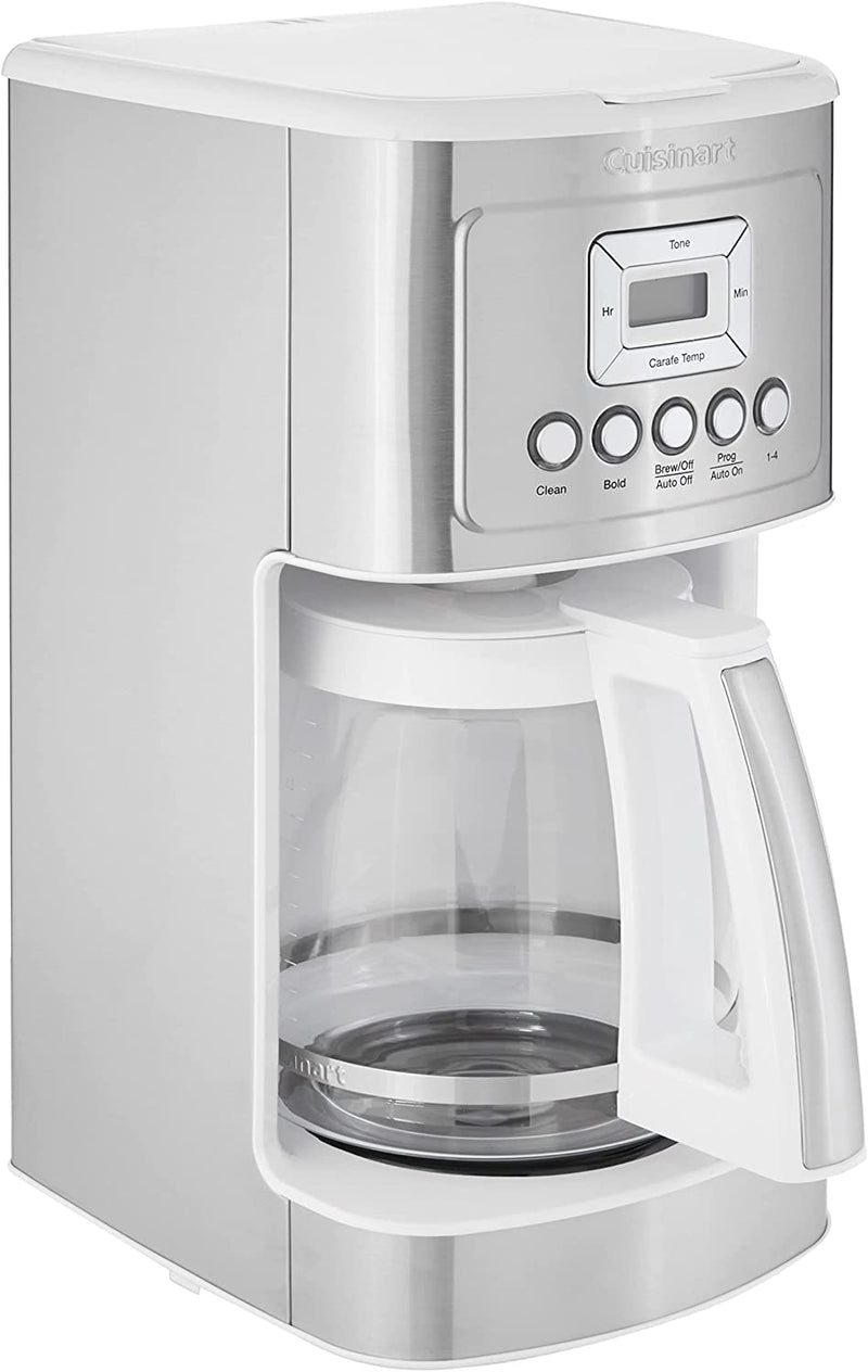 Cuisinart DCC-3200WC 14C Glass Carafe with Stainless Steel Handle Programmable Coffeemaker, White