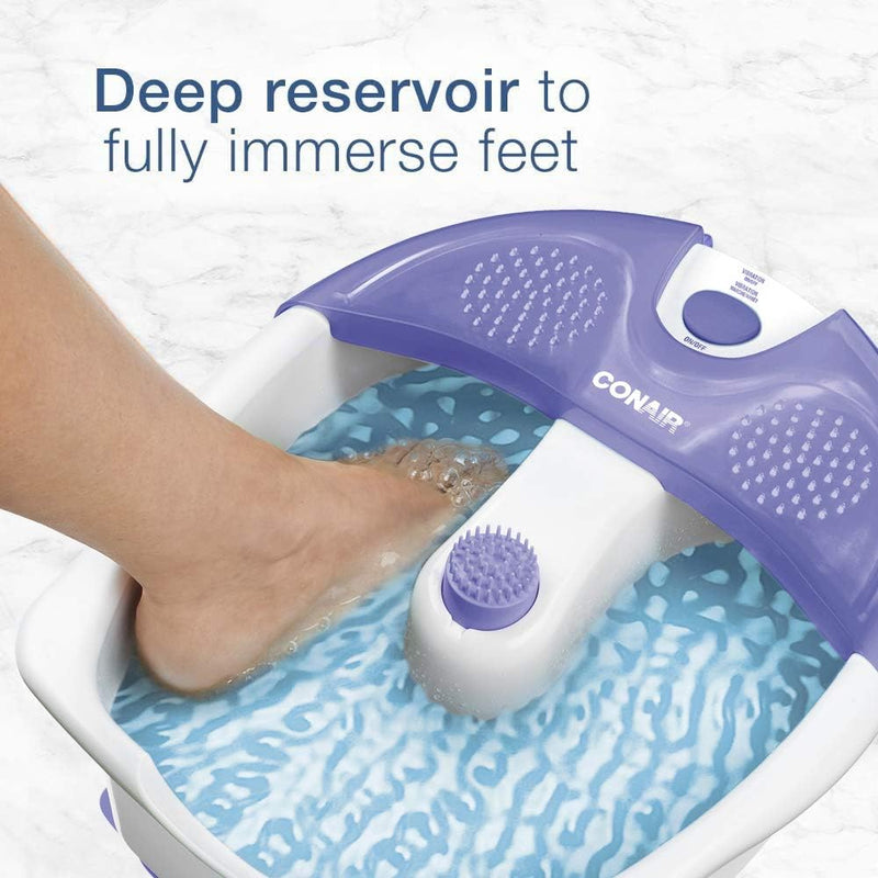 Conair Foot Pedicure Spa With Soothing Vibration Massage, Purple/White, FB03C (Refurbished)
