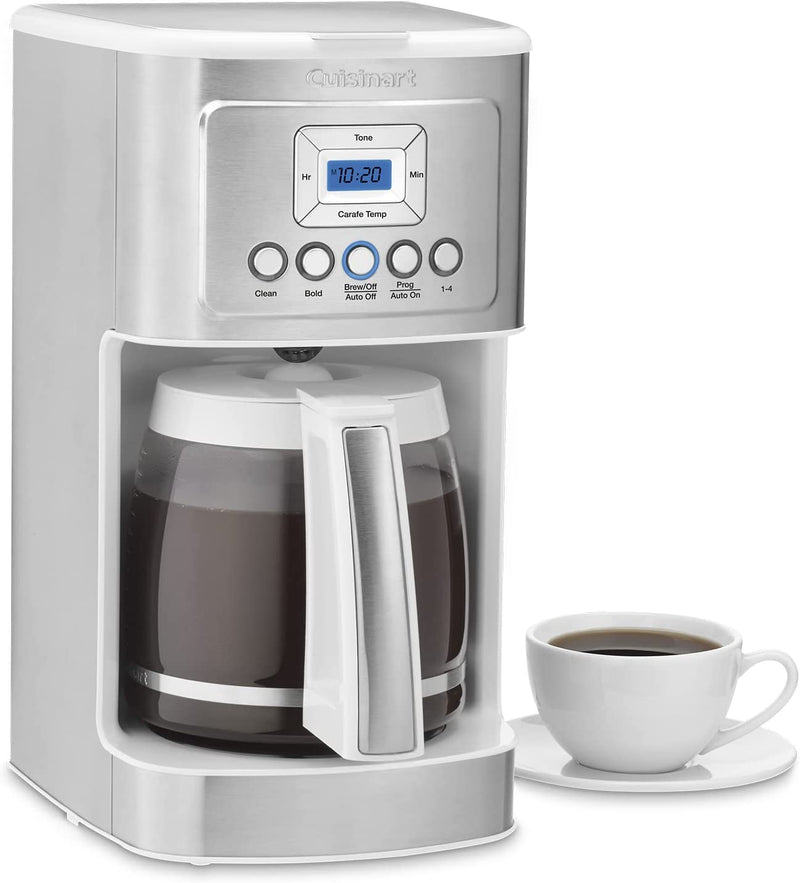 Cuisinart DCC-3200WC 14C Glass Carafe with Stainless Steel Handle Programmable Coffeemaker, White
