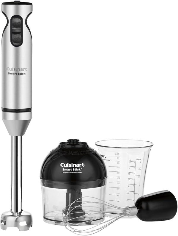 Cuisinart SmartStick 2-Speed Hand Blender with Chopper Attachment - CSB-85C,Silver (Refurbished)
