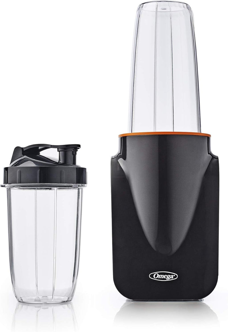 Omega PBL1000BD MeGo Nutrition on The Go Personal Blender for Healthy Smoothies Powerful Motor and Auto Shutoff Blends Hot or Cold with 2 Blending Cups and Stainless Steel Blade, 1000 Watt, Black