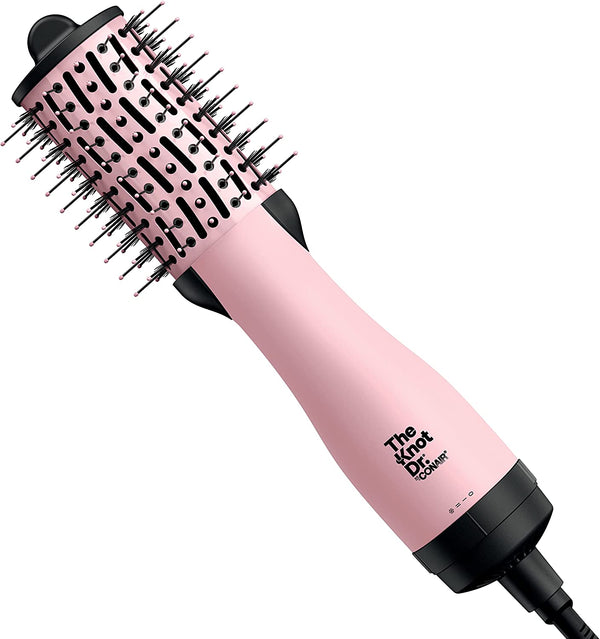 The Knot Dr BC114C All-in-One Mini Oval Dryer Brush. Dry and Style For All Hair Types, Pink (Refurbished)
