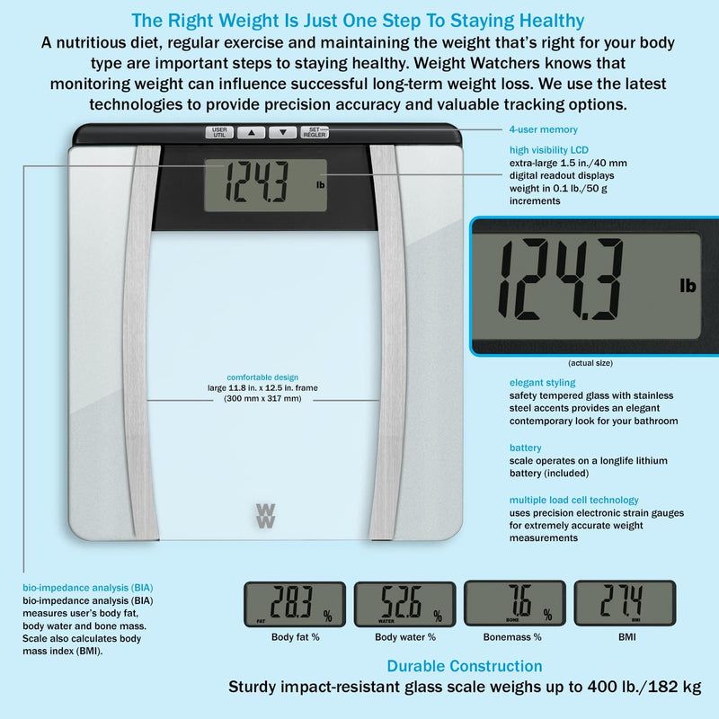 WW Scales by Conair WW701C Body Analysis Glass Scale (Weight Watchers) (Refurbished)