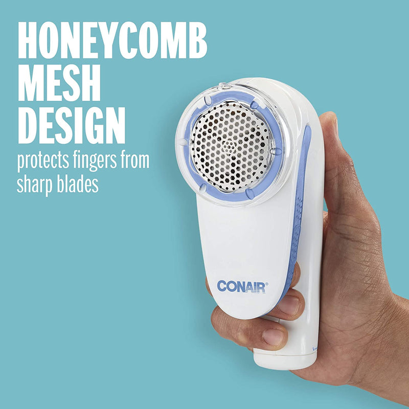 Conair Fabric Shaver - Fuzz Remover, Lint Remover, Battery Operated Fabric Shaver, White (Refurbished)