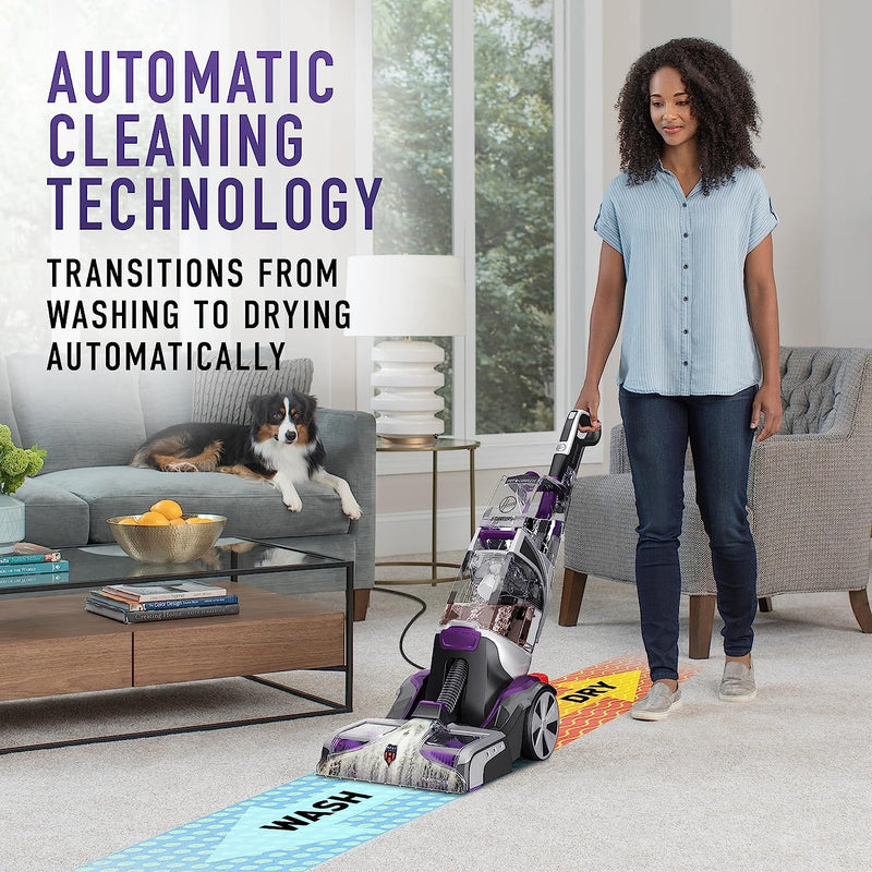 Hoover, Purple SmartWash Automatic Carpet Cleaner Spot Chaser Stain Remover Wand, Shampooer Machine for Pets, with Storage Mat, FH53050 (Open Box- "Good As New" Blemished Packaging)