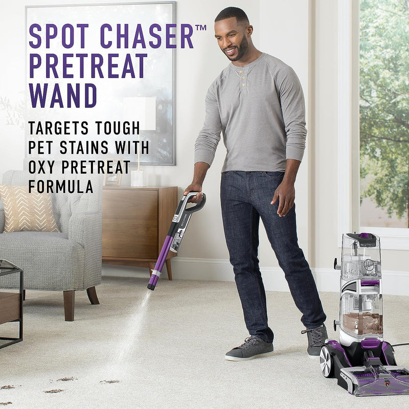 Hoover, Purple SmartWash Automatic Carpet Cleaner Spot Chaser Stain Remover Wand, Shampooer Machine for Pets, with Storage Mat, FH53050 (Open Box- "Good As New" Blemished Packaging)