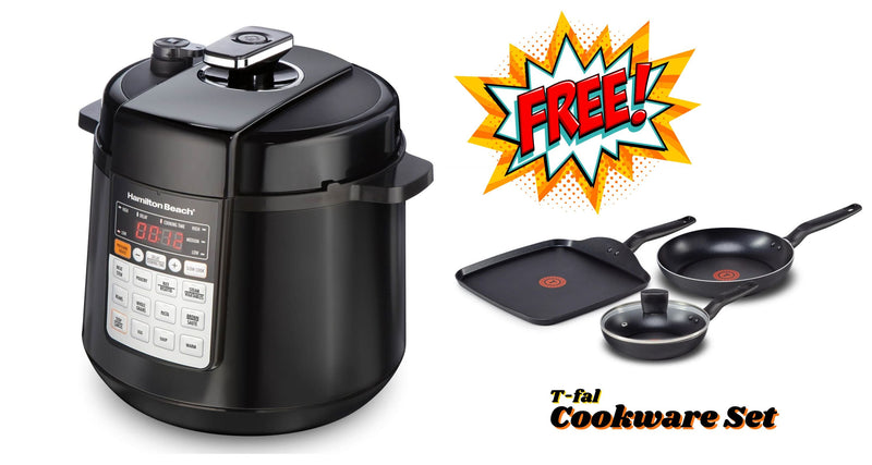 BRAND NEW- Hamilton Beach 34501C Multi-function Pressure Cooker FREE T-fal Cookware Set
