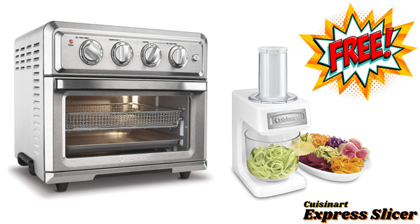 CUISINART TOA-60C AirFryer Convection Oven, Silver (Refurbished) with FREE Express Slicer, Shredder and Spiralizer