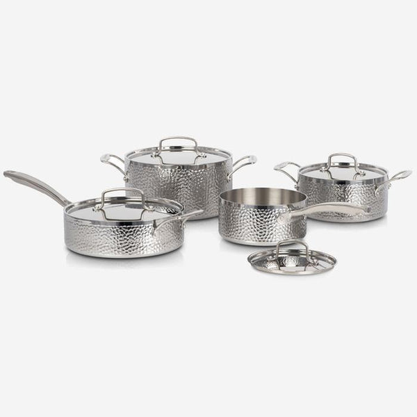 Cuisinart HTP-8SSC 8-Piece Vintage Hand Hammered Tri-Ply Cookware Set (Refurbished)