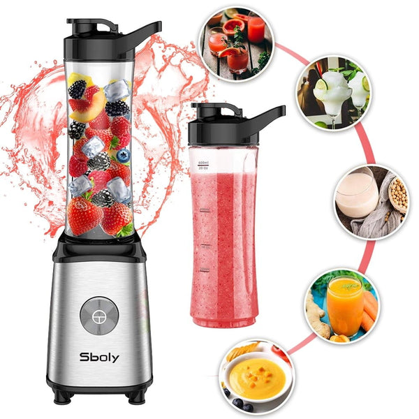 Sboly Single Serve Blender, Personal Blender with 2 Tritan BPA-Free 20Oz Blender Cups