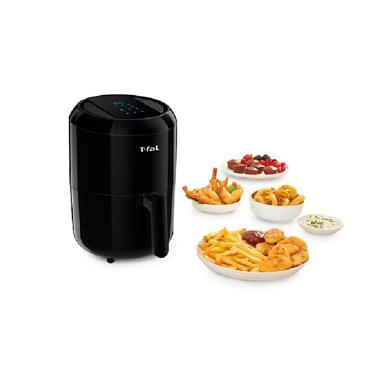 T-Fal EY301850 Easy Fry Compact Duo Precision 1.69Qt/1.6L Air Fryer, Fry, Grill, Roast, Bake, Black (Refurbished)