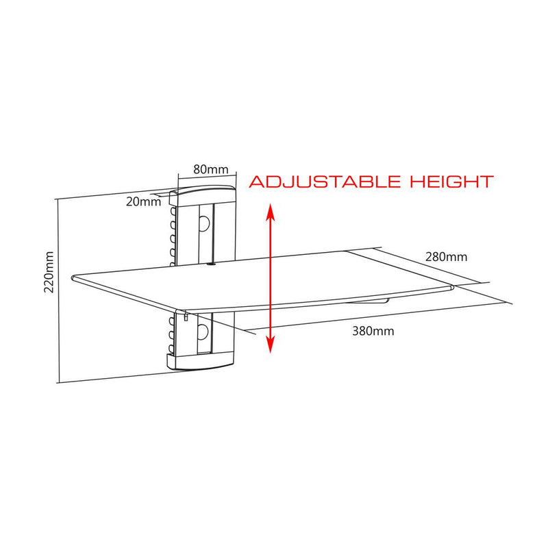 QualGear UL Listed Universal Single Shelf Wall Mount for A/V Components, Black Bundle with 3 Feet HDMI Premium Certified 2.0 cable