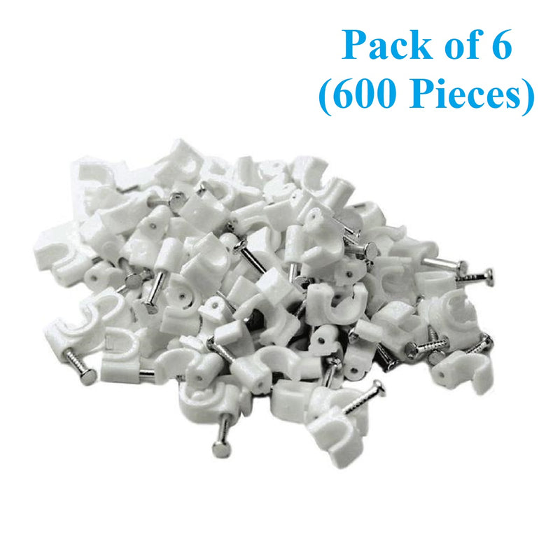 QualGear NAAV-CC1-W-100-P-6PK Cable Clips White, 6 Packs (600 Pieces)
