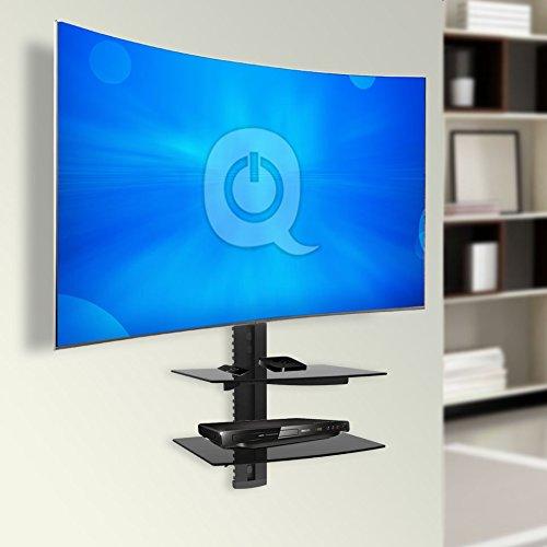 QualGear® Universal Dual Shelf Wall Mount for A/V Components upto 8kgs/17.6lbs(x2), Black (QG-DB-002-BLK) with Free 3FT High-Speed HDMI 2.0 Cable