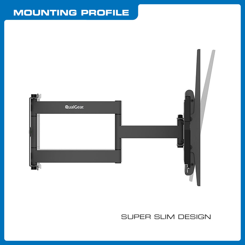 QualGear® Heavy Duty Full Motion TV Mount For 37-70 Inch Flat Panel and Curved TVs, Black (QG-TM-032-BLK) [UL Listed]