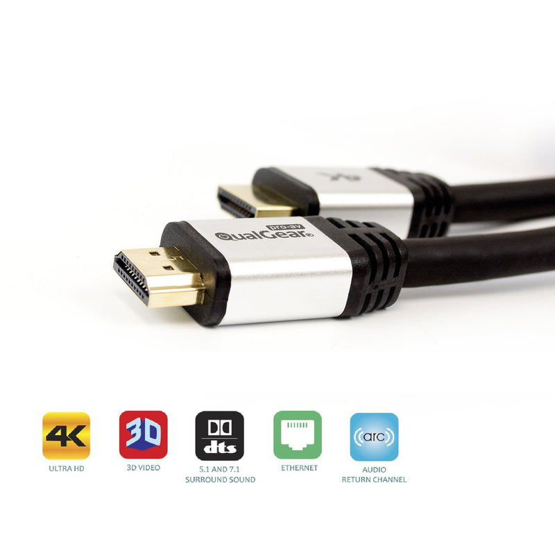 QualGear 25 Feet High Speed Long HDMI 2.0 Cable with Ethernet 24K Gold Plated Contacts- 100% OFC Copper, 26 Awg, Supports 4K Ultra HD, 3D, 18 Gbps, Audio Return Channel, CL3 Rated Triple-Shielded for In-Wall Use (NAAV-QG-CBL-HD20-25FT-6PK)