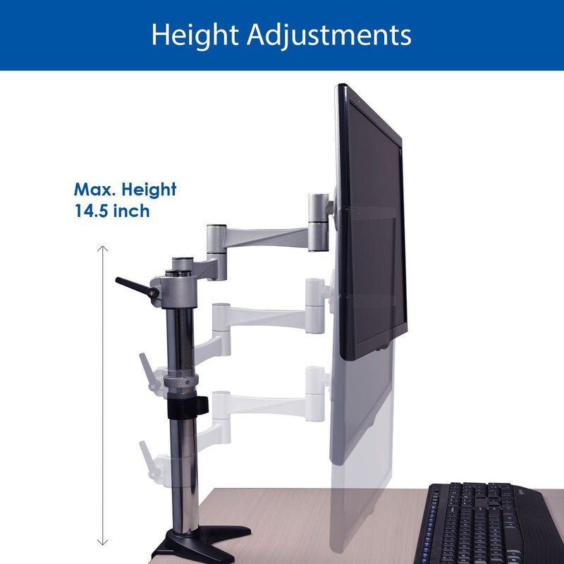 OPEN BOX- QualGear® QG-DM-01-016 13-27 Inch 3-Way Articulating Single Monitor Desk Mount