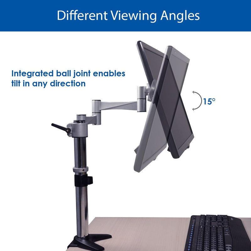 OPEN BOX- QualGear® QG-DM-01-016 13-27 Inch 3-Way Articulating Single Monitor Desk Mount