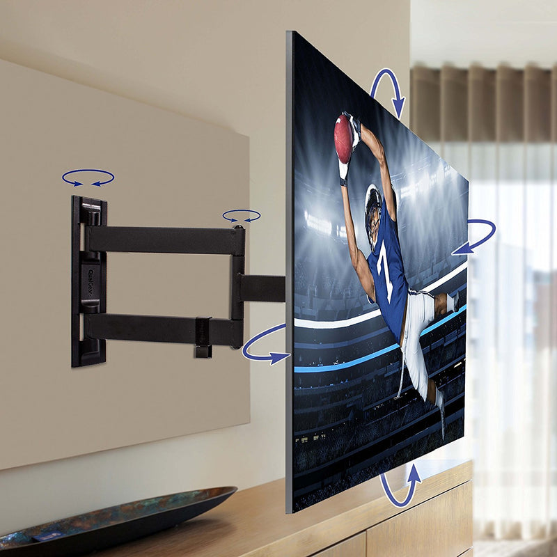 QualGear QG-TM-021-BLK Universal Ultra Slim Low Profile Articulating TV Wall Mount Kit for most 23-inch to 47-inch and some 55-inch LED TVs, w/ HDMI v2.0 Cable 6 ft with Free 10FT High-Speed HDMI 2.0 Cable