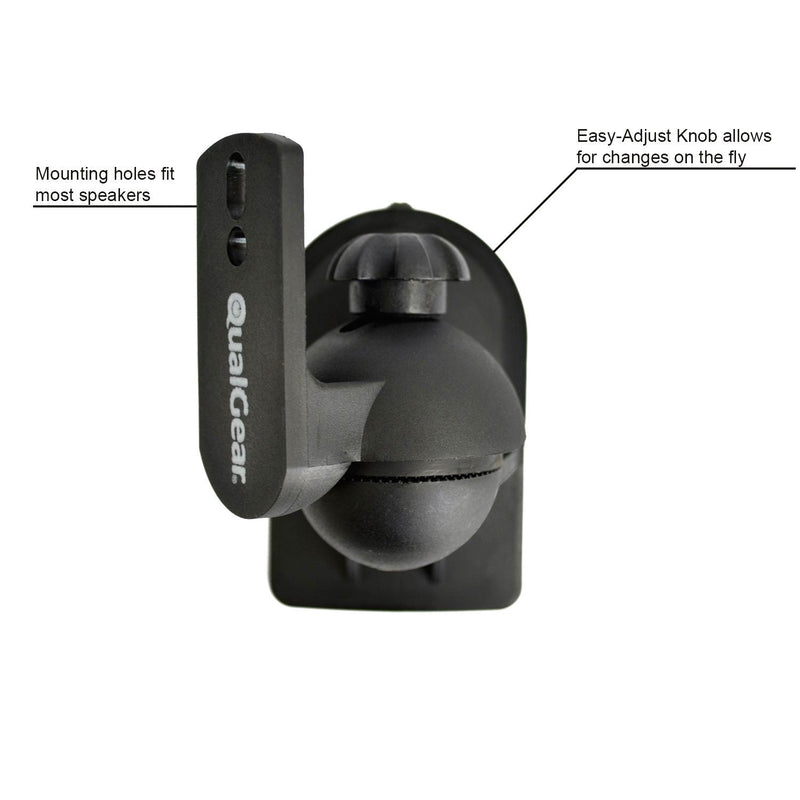 OPEN BOX - QualGear® QG-SB-002-BLK UL Listed Universal Speaker Wall Mount for Most Speakers up to 3.5kg/7.7lbs, Black